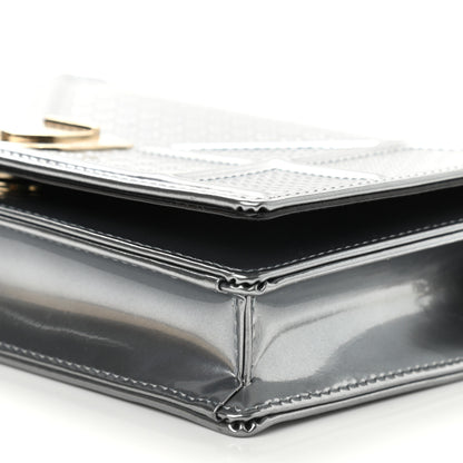 Christian Dior Metallic Patent Micro-Cannage Diorama Wallet on Chain Pouch Silver 9 of 10