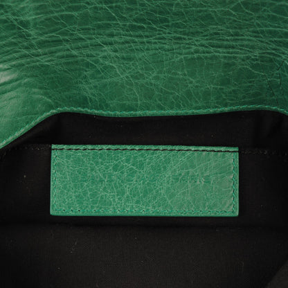 Balenciaga Agneau Classic Hardware Flap Clutch Vert Sauge 6 of 7