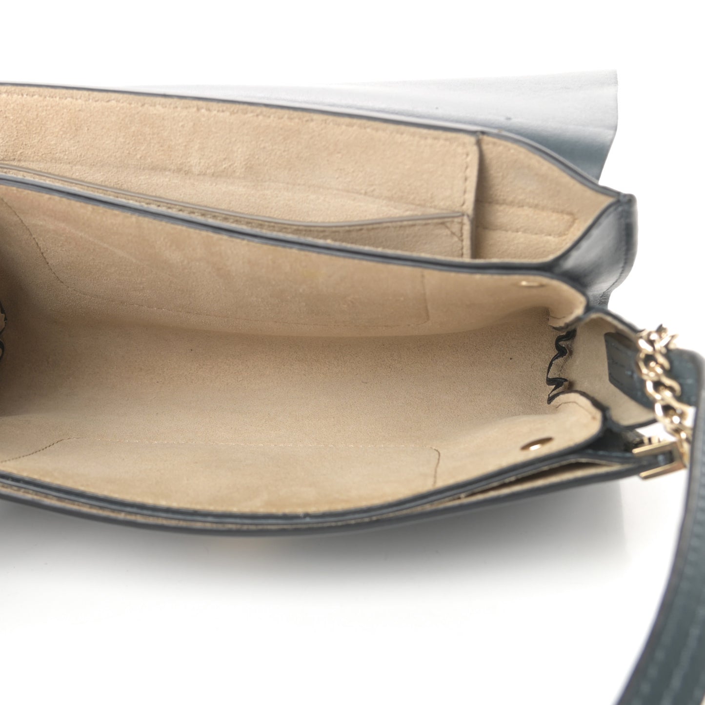 Suede Calfskin Small Faye Shoulder Bag Silver Blue