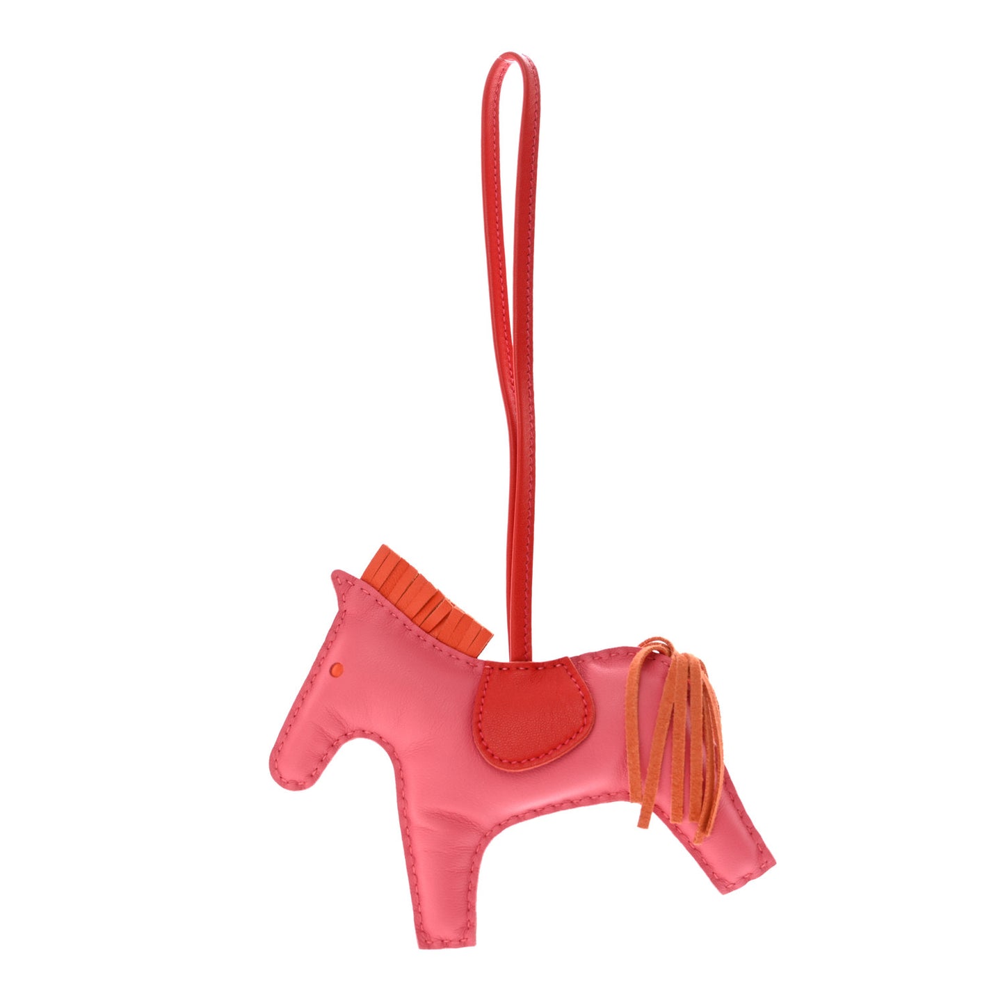 Milo Lambskin Grigri Rodeo Horse Bag Charm MM Rose Azalee Orange Poppy