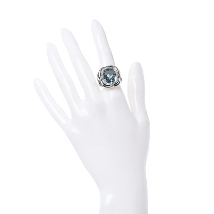 David Yurman Sterling Silver Blue Topaz Diamond 14mm Labyrinth Ring 52 6 2 of 5