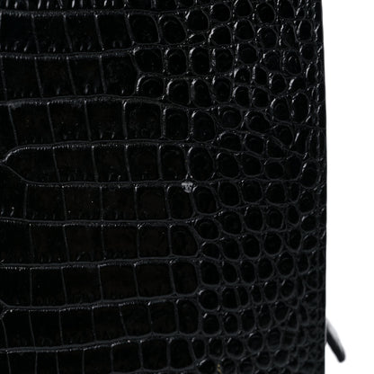 Saint Laurent Calfskin Crocodile Embossed Small Uptown Tote Black 20 of 23
