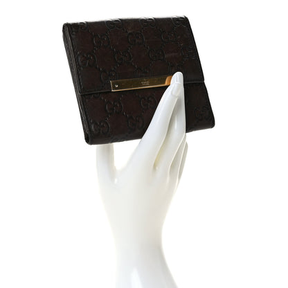 Gucci Guccissima Metal Bar French Flap Wallet Dark Chocolate 2 of 10