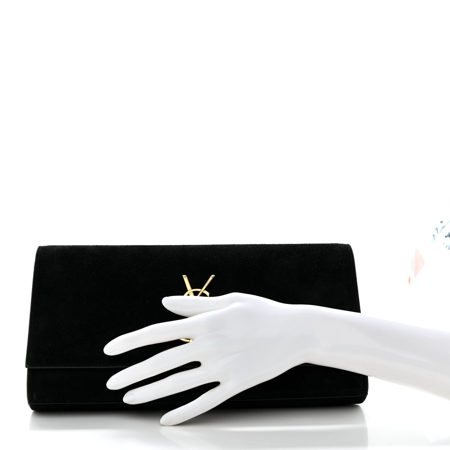 Suede Classic Monogram Cassandre Clutch Clutch Black