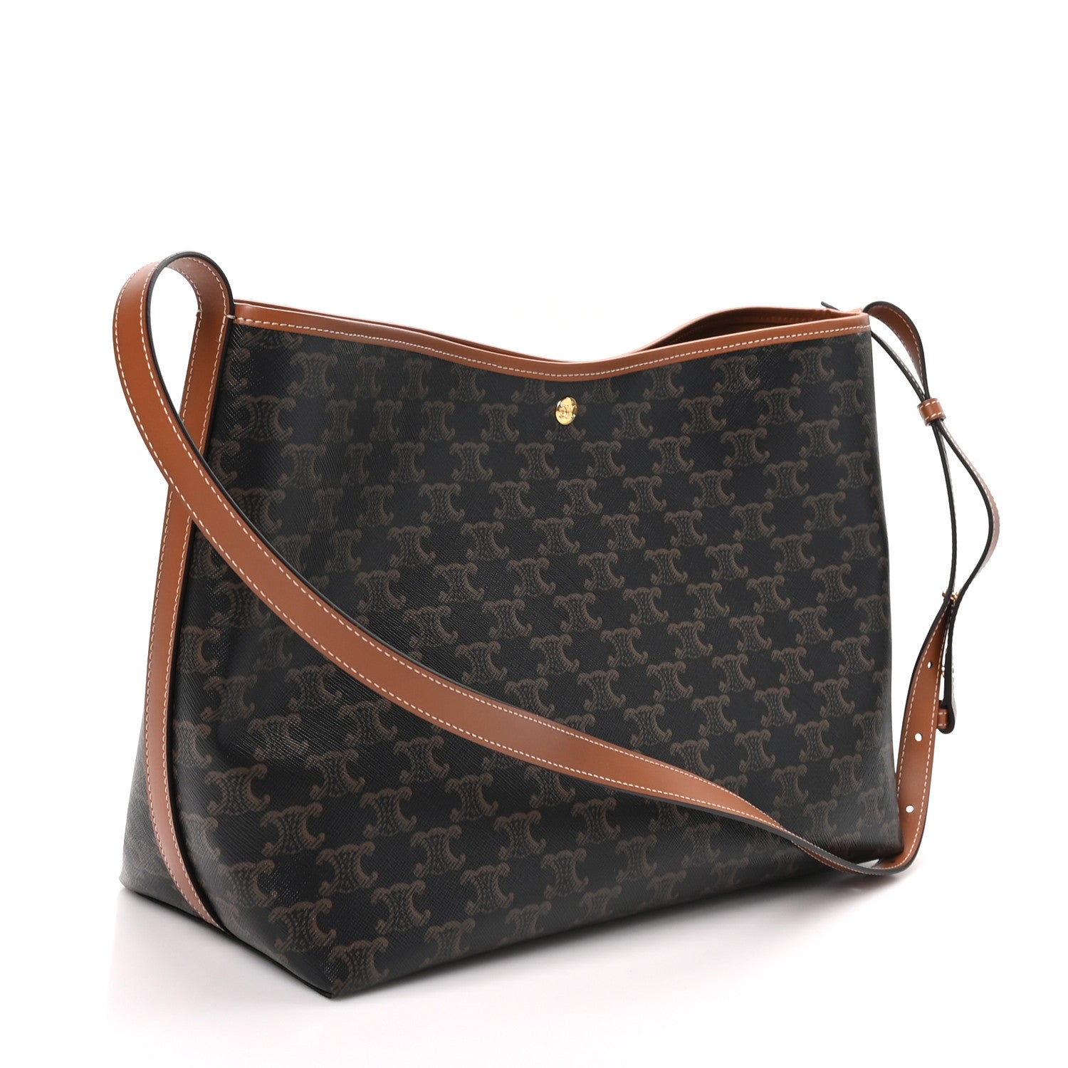 Celine Triomphe Canvas Calfskin Shopper Tote Tan 4 of 9