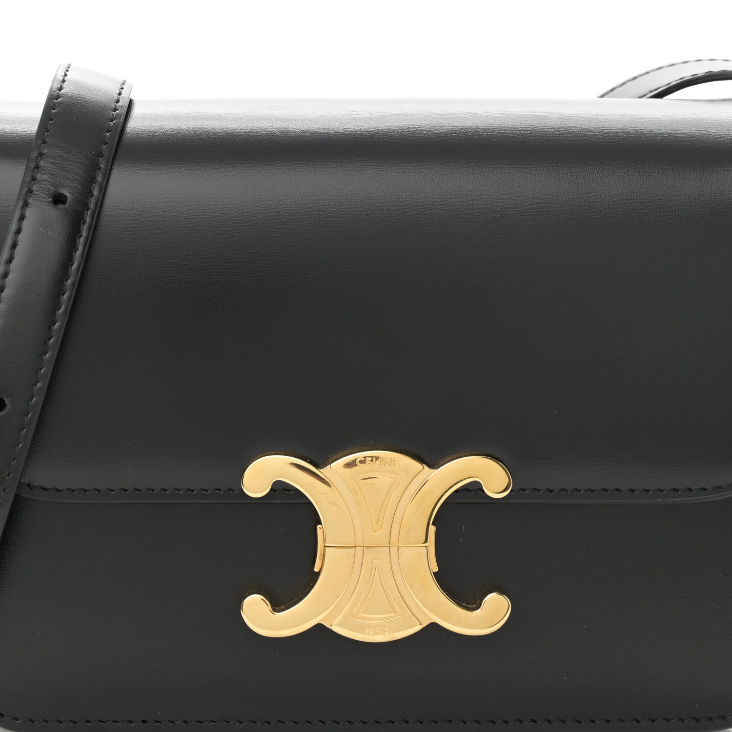 Celine Shiny Calfskin Teen Triomphe Black 9 of 12