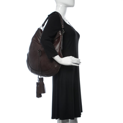 Burberry Grainy Calfskin Parade Tassel Hobo Dark Brown 2 of 8