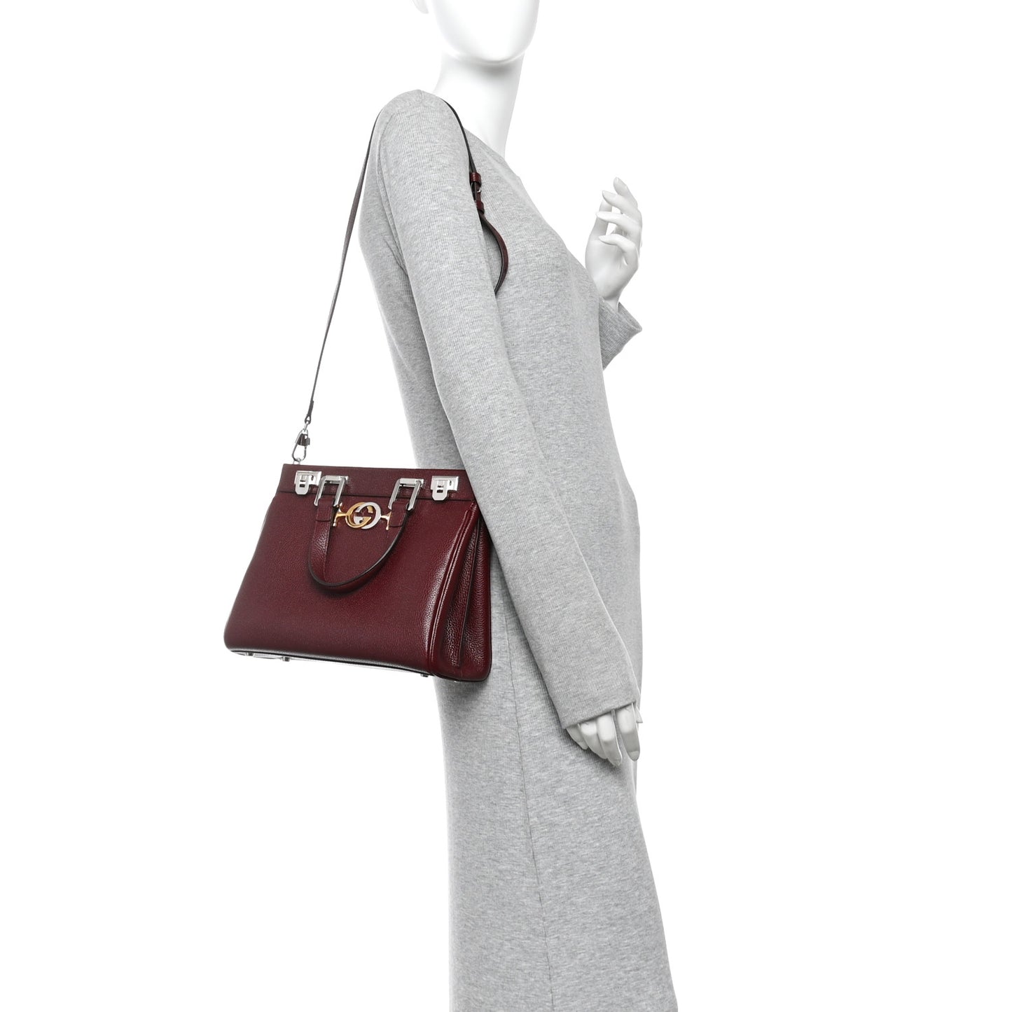 Grainy Calfskin Small Zumi Top Handle Bag Vintage Bordeaux
