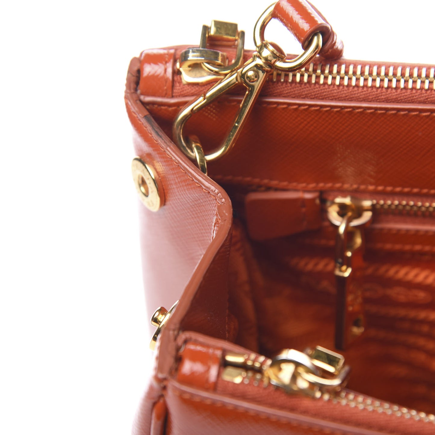 Saffiano Vernice Medium Galleria Double Zip Tote Papaya