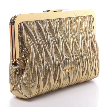 Miu Miu Metallic Nappa Matelasse Clutch Gold 3 of 12