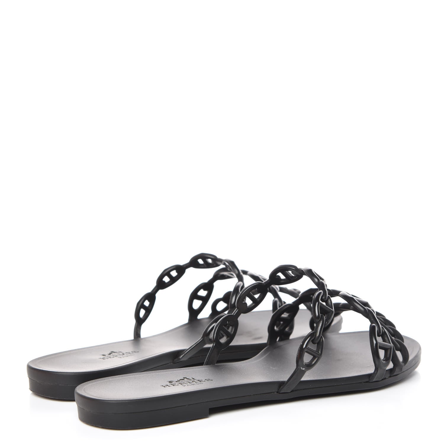 Hermes Rubber Chaine d'Ancre Rivage Sandals 35 Black 4 of 10