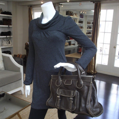 Chloe Calfskin Edith Satchel Brown 2 of 12