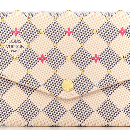 Louis Vuitton LOUIS VUITTON Damier Azur Studded Sarah Wallet NM Fuchsia 7 of 9