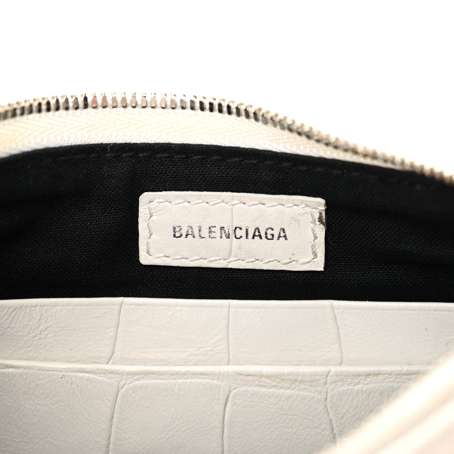 Balenciaga Extra Supple Calfskin Crocodile Embossed Le Cagole Mini Purse With Chain White 6 of 18