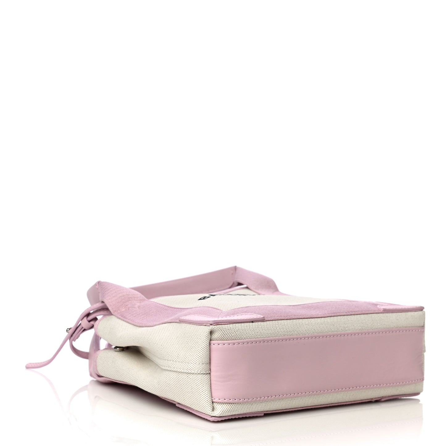 Cotton Canvas Satin Calfskin Navy Cabas XS Natural Pink