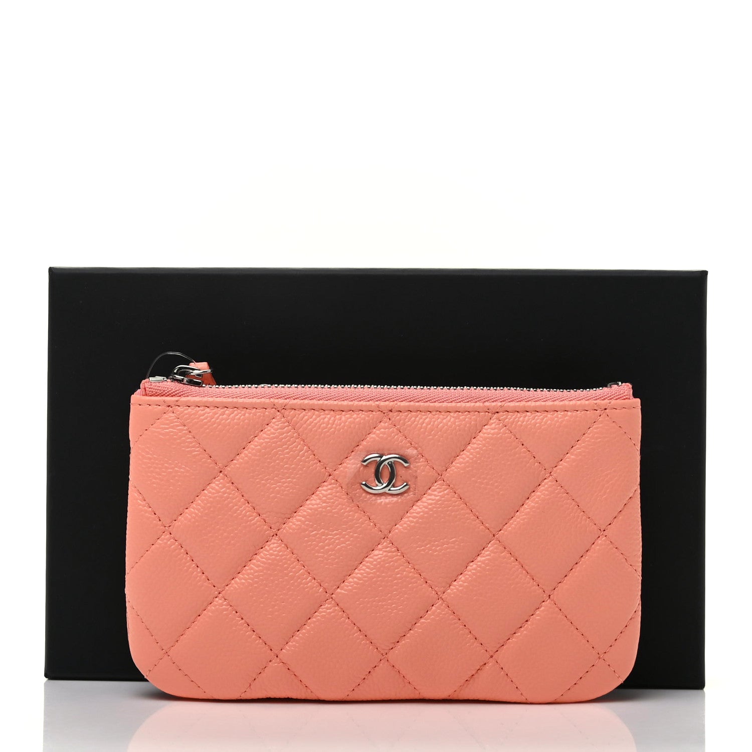 Chanel Caviar Quilted Small Cosmetic Case Coral 8 of 8