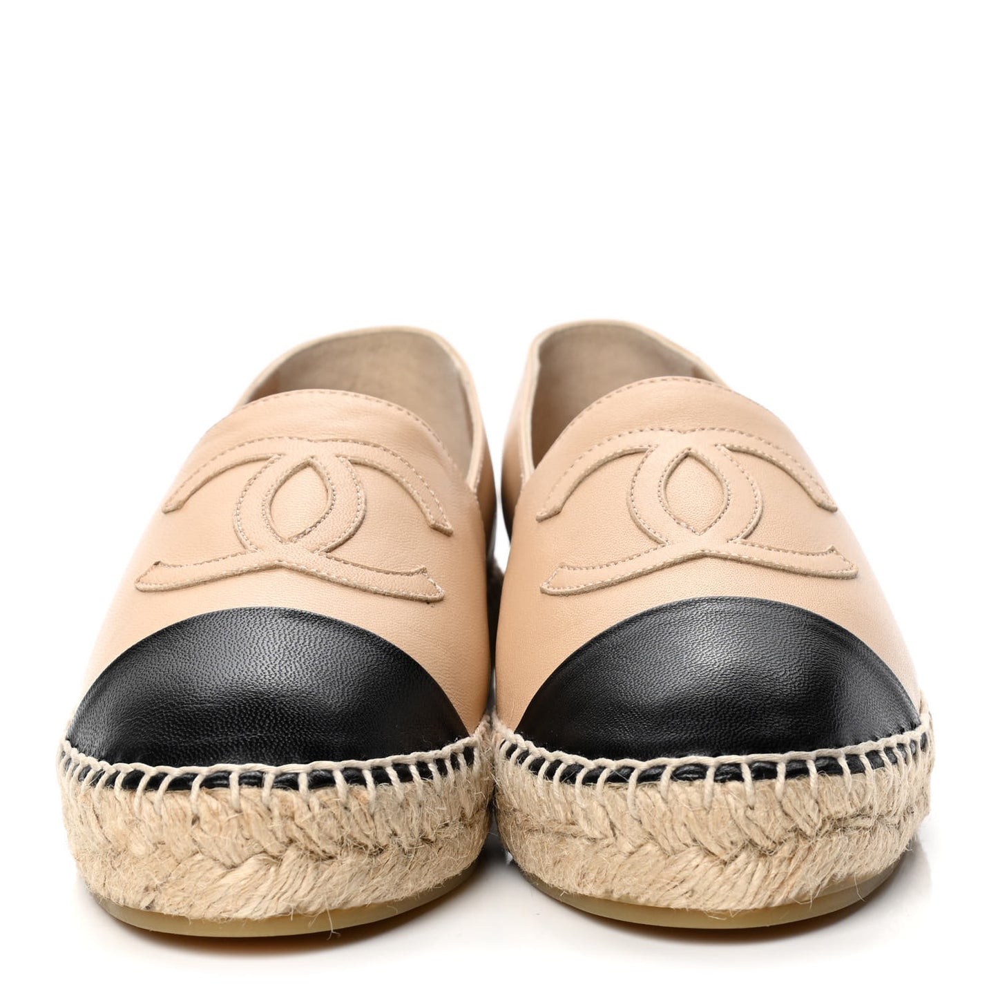 Lambskin CC Espadrilles 36 Beige Black