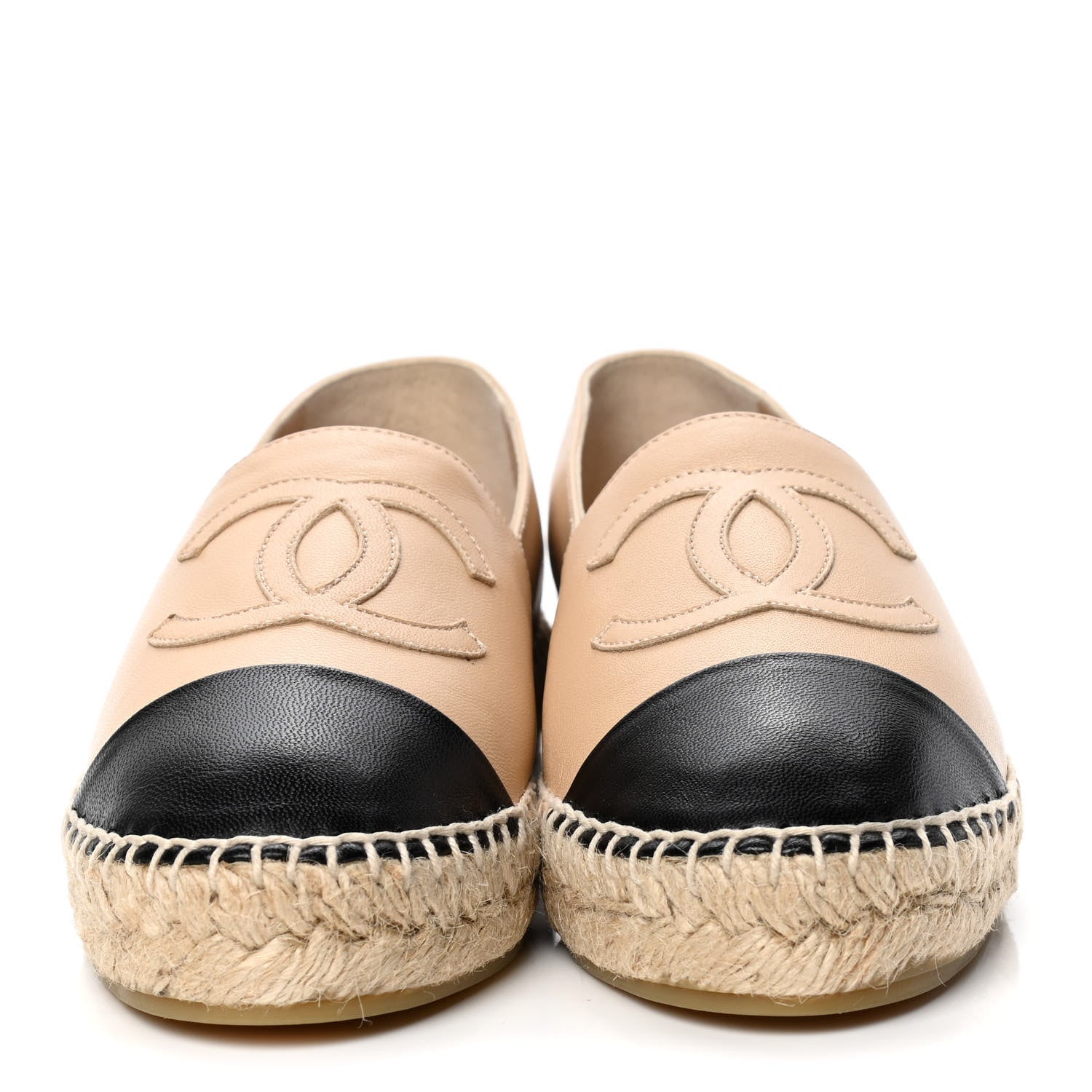 Chanel Lambskin CC Espadrilles 36 Beige Black 2 of 5