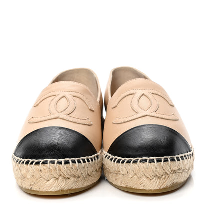 Chanel Lambskin CC Espadrilles 36 Beige Black 2 of 5