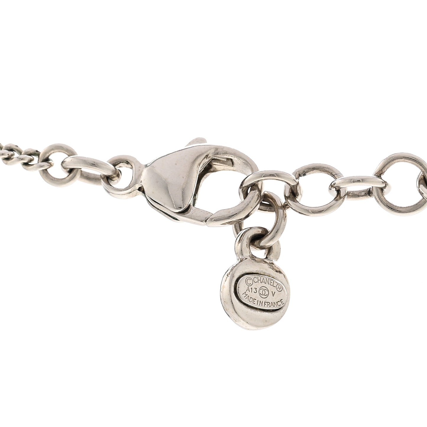 Crystal CC Drop Pendant Necklace Silver