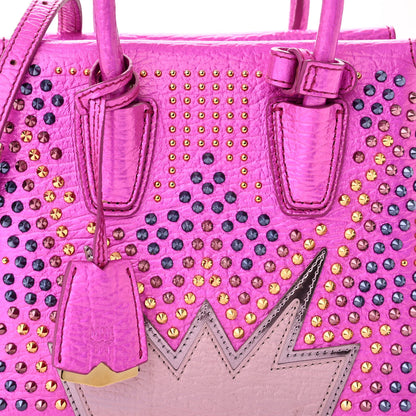 MCM Metallic Calfskin Cyber Studs Mini Milla Tote Electric Pink 7 of 9