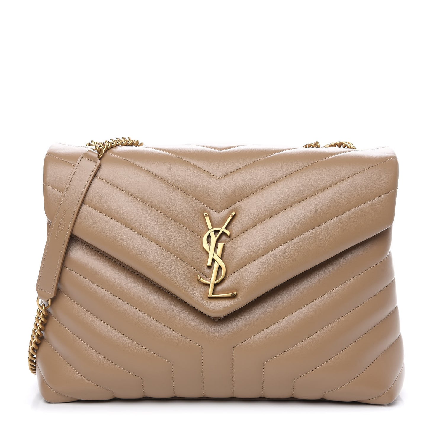 Calfskin Y Quilted Monogram Medium Loulou Chain Satchel Dark Latte