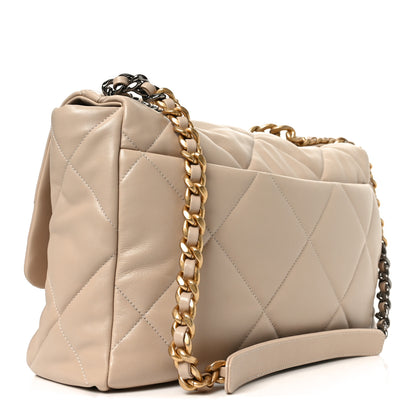 Chanel Lambskin Quilted Maxi Chanel 19 Flap Beige 3 of 10