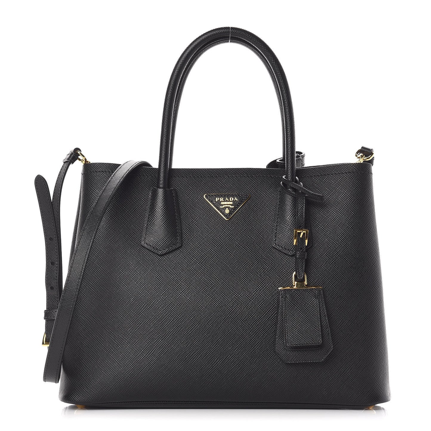 Saffiano Cuir Medium Double Bag Black Mughetto