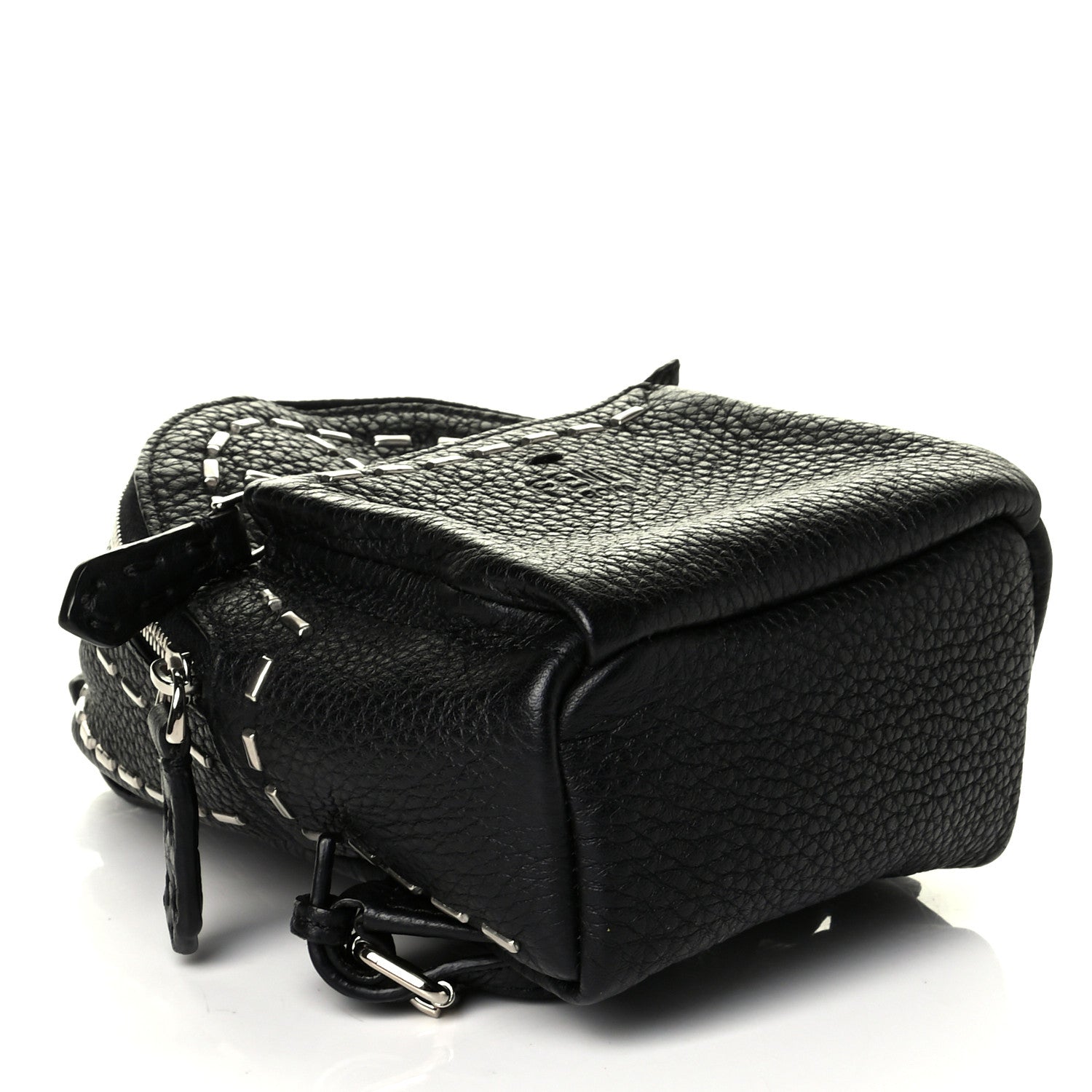 Fendi Cuoio Romano Metal Stitch Mini Backpack Charm Black 3 of 6