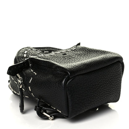 Fendi Cuoio Romano Metal Stitch Mini Backpack Charm Black 3 of 6