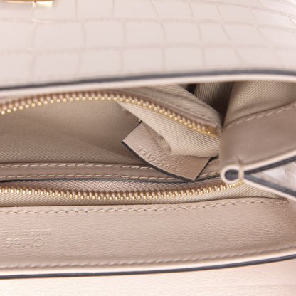 Chloe Calfskin Crocodile Embossed Small C Double Carry Cement Pink 8 of 10