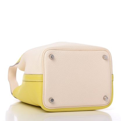 Hermes Taurillon Clemence Casaque Picotin Lock 18 PM Lime Nata 4 of 10