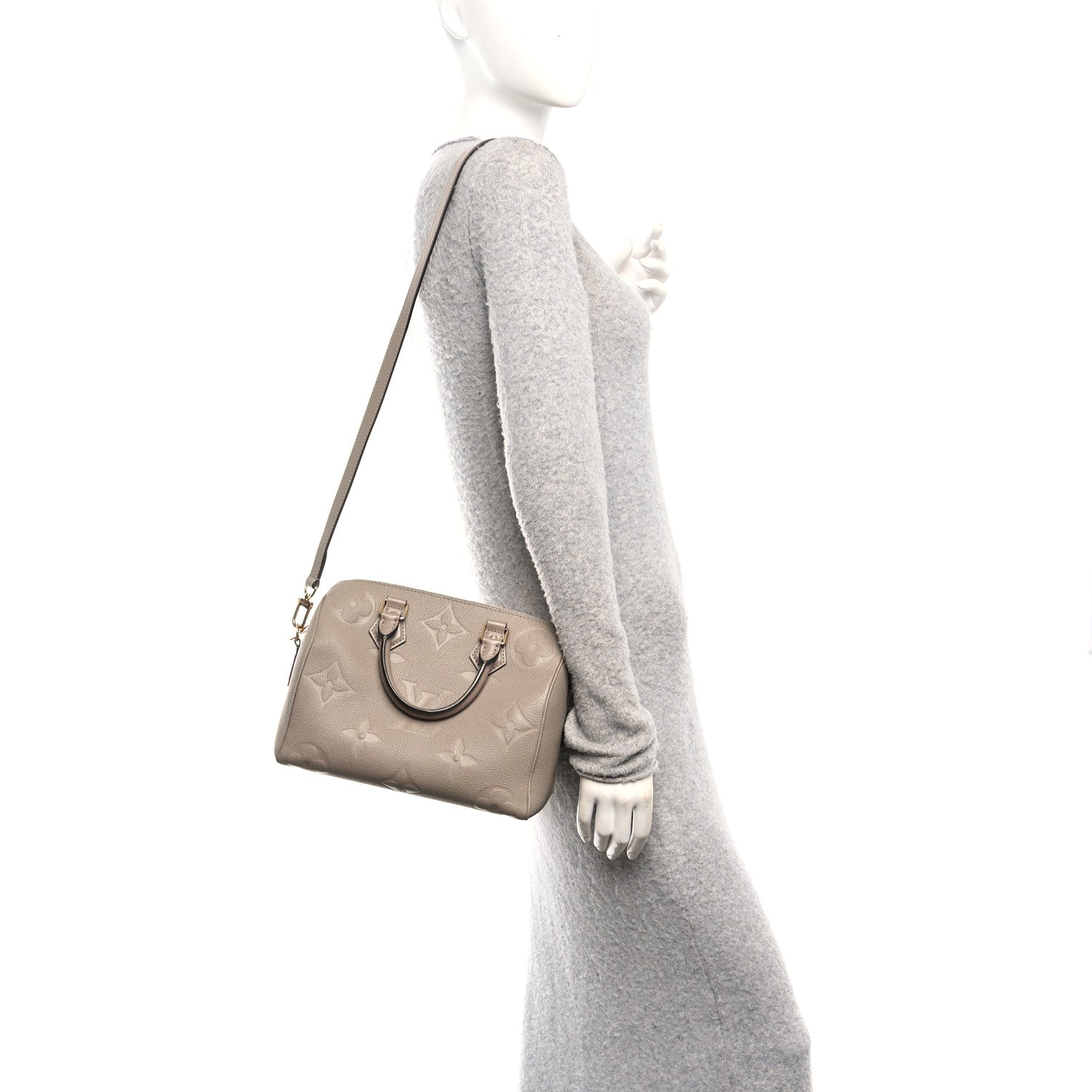Louis Vuitton Empreinte Monogram Giant Speedy Bandouliere 25 Tourterelle 2 of 9