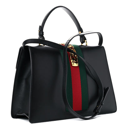Gucci Calfskin Medium Sylvie Top Handle Bag Black 3 of 22