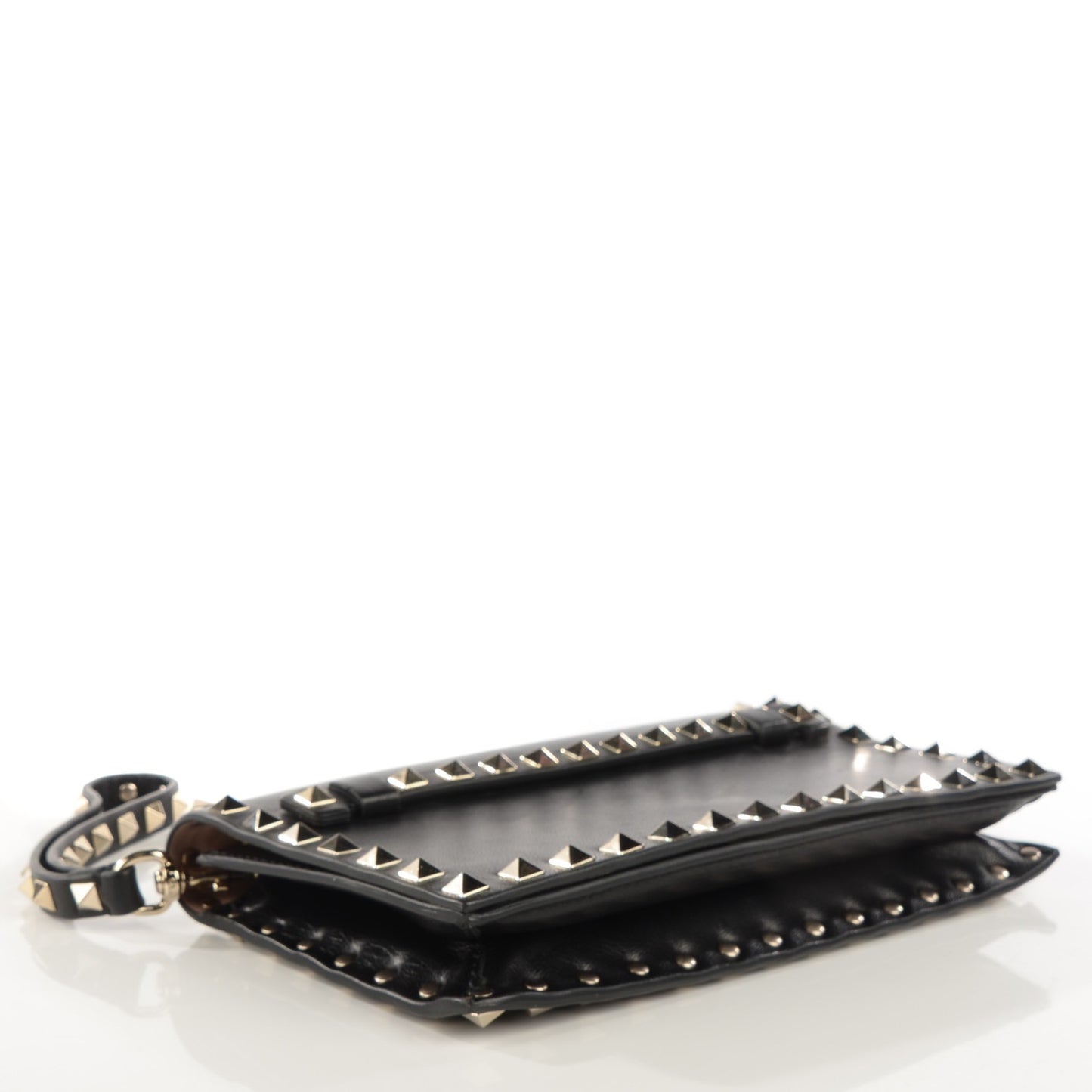 Nappa Small Rockstud Wristlet Clutch Black