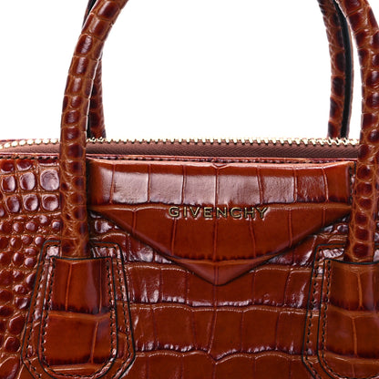 Givenchy Calfskin Crocodile Embossed Small Antigona Cognac 8 of 10
