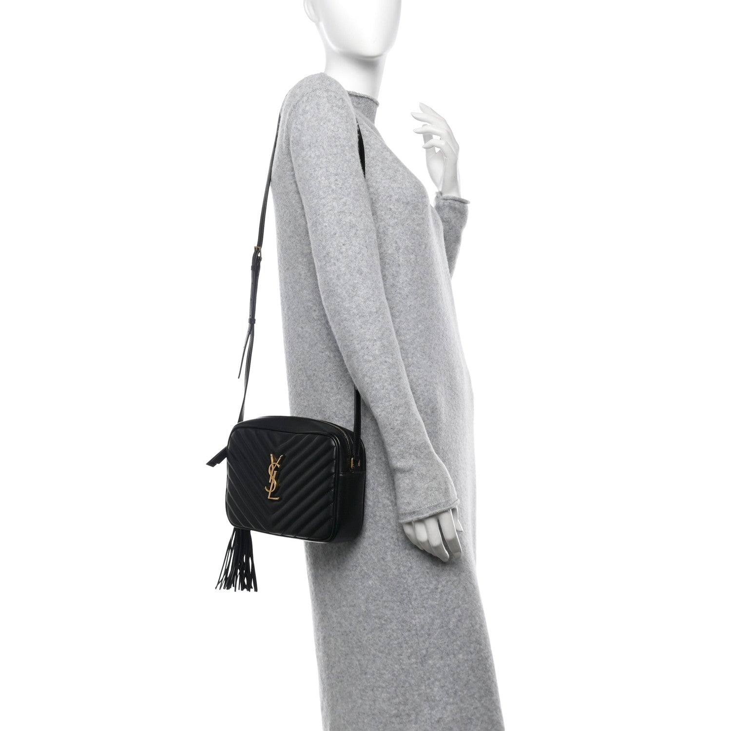 Saint Laurent Calfskin Matelasse Monogram Lou Camera Bag Black 2 of 9