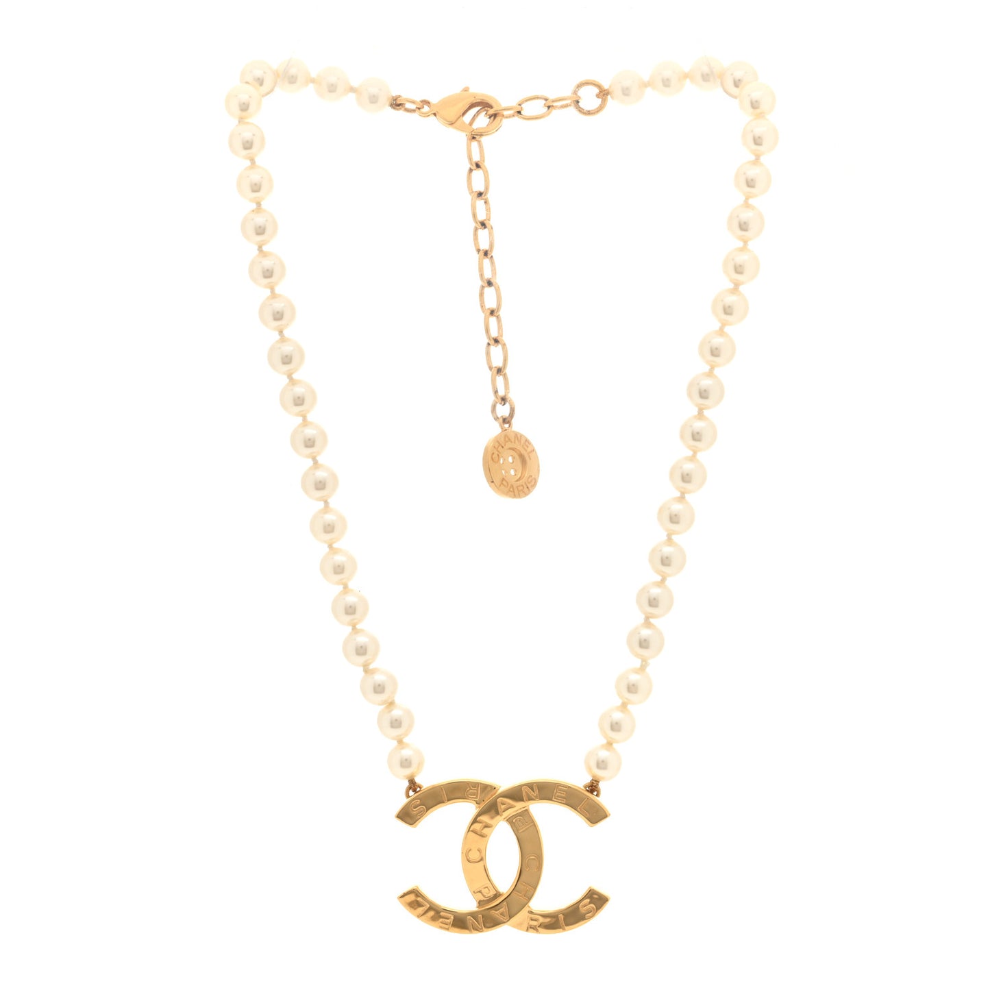 Pearl CC Short Necklace Gold