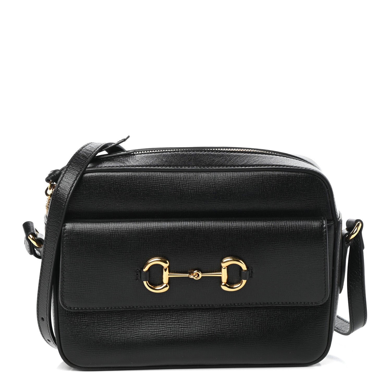 Gucci Textured Calfskin Small Horsebit 1955 Shoulder Bag Black 1 of 9