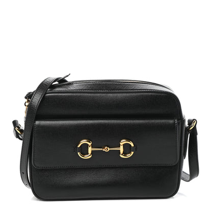 Gucci Textured Calfskin Small Horsebit 1955 Shoulder Bag Black 1 of 9