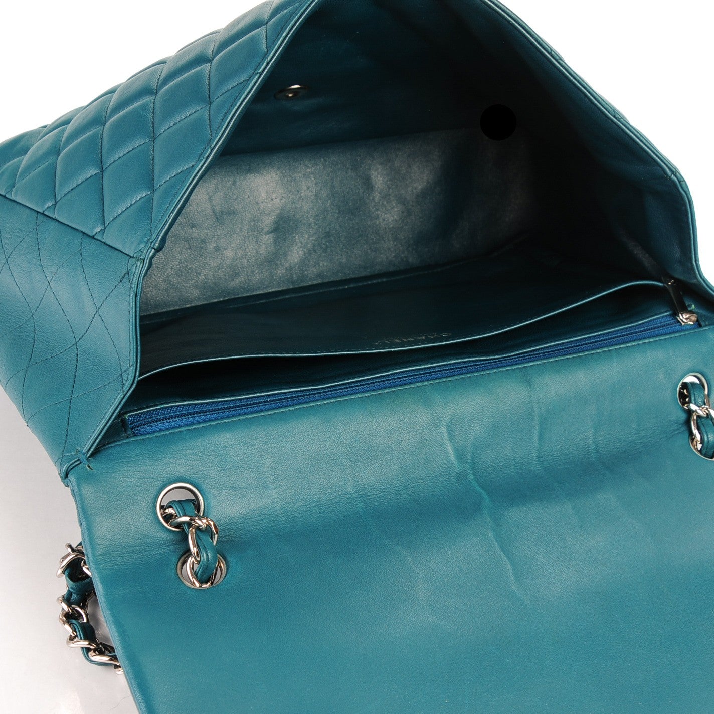 Lambskin Quilted Maxi Single Flap Turquoise