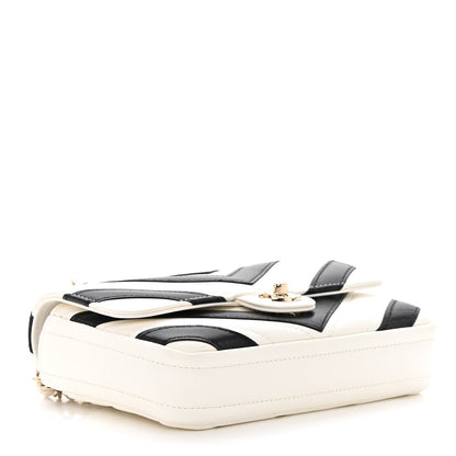 Chanel Lambskin Chevron Stitched Flap White Black 4 of 14