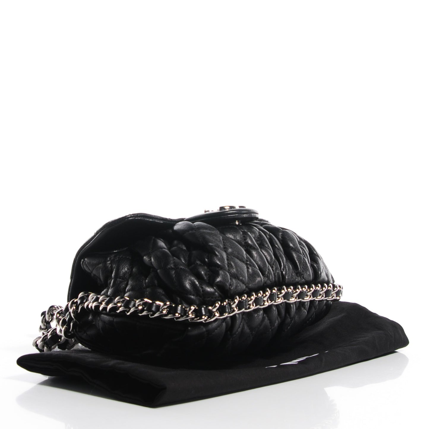 Washed Lambskin Mini Chain Around Messenger Black
