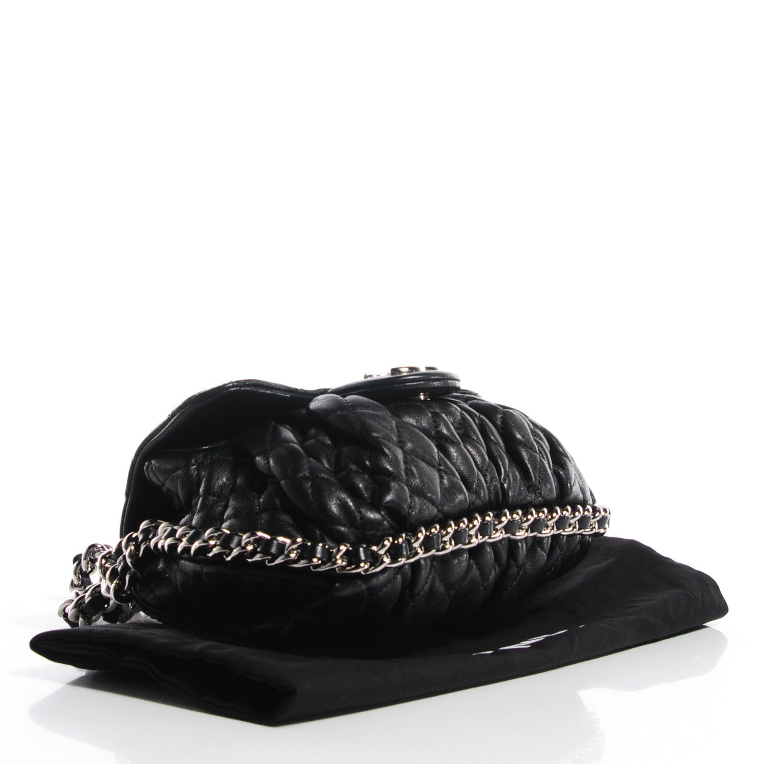 Chanel Washed Lambskin Mini Chain Around Messenger Black 4 of 7
