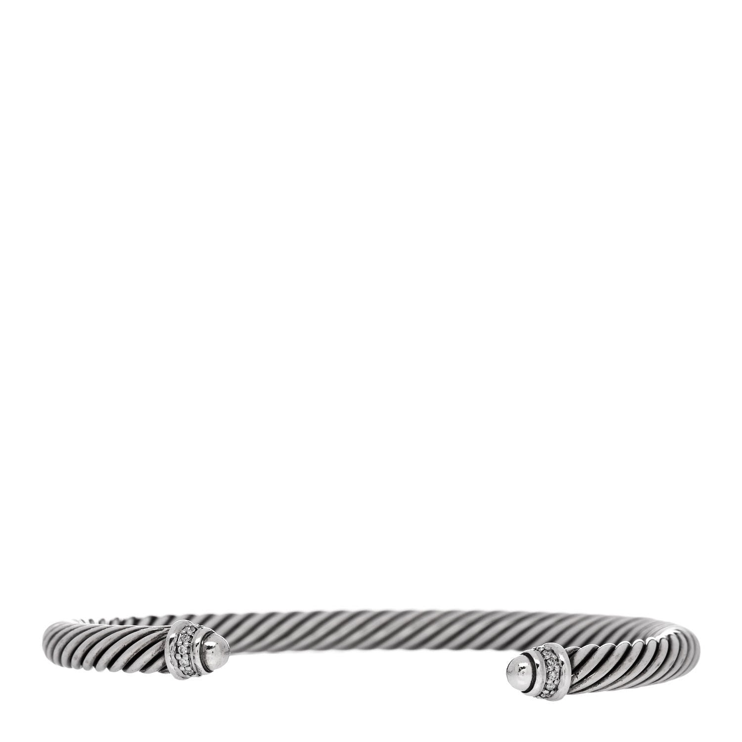 David Yurman Sterling Silver Diamond 5mm Cable Classics Dome Bracelet 1 of 3
