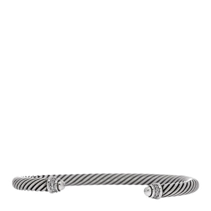 David Yurman Sterling Silver Diamond 5mm Cable Classics Dome Bracelet 1 of 3
