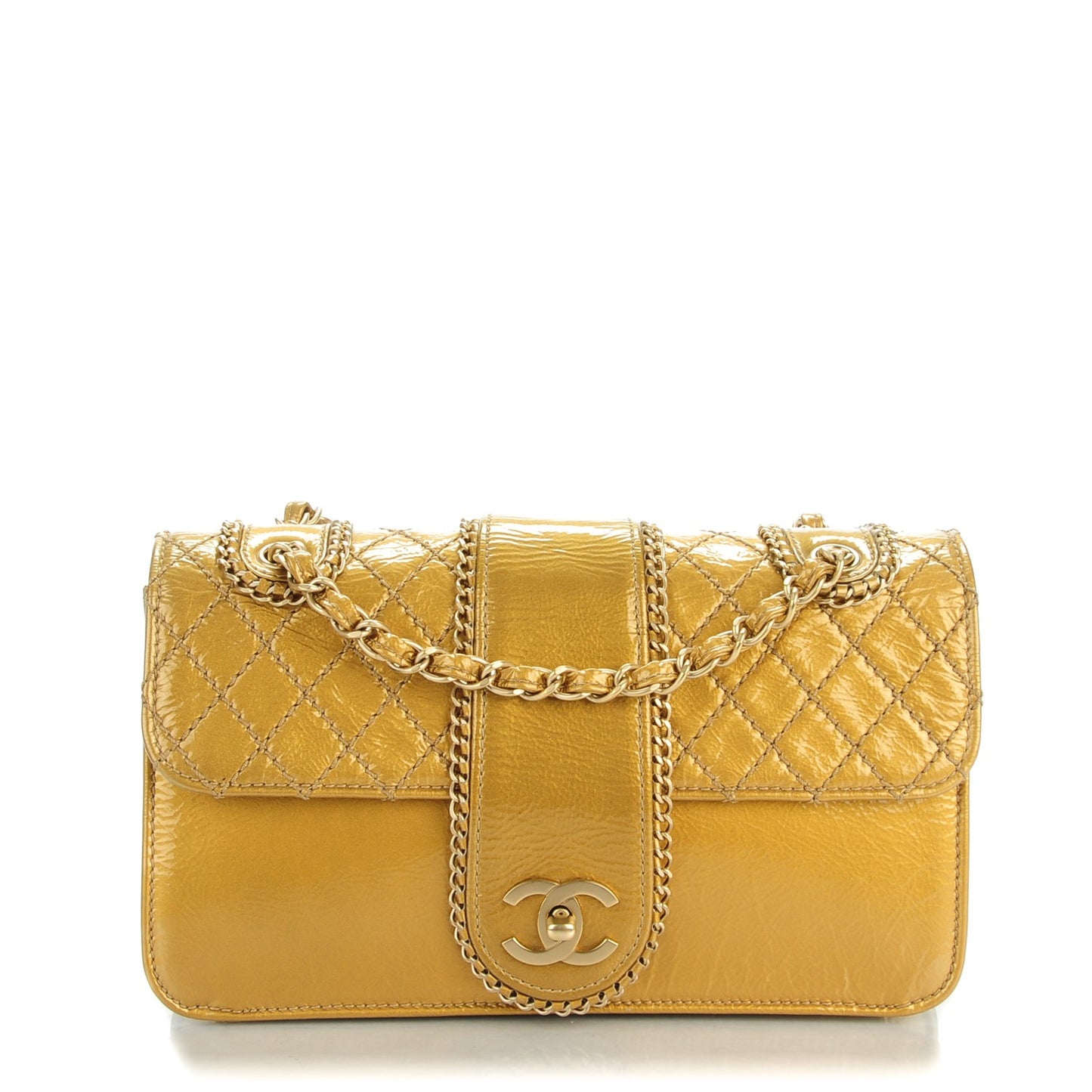Patent Medium Madison Flap Gold