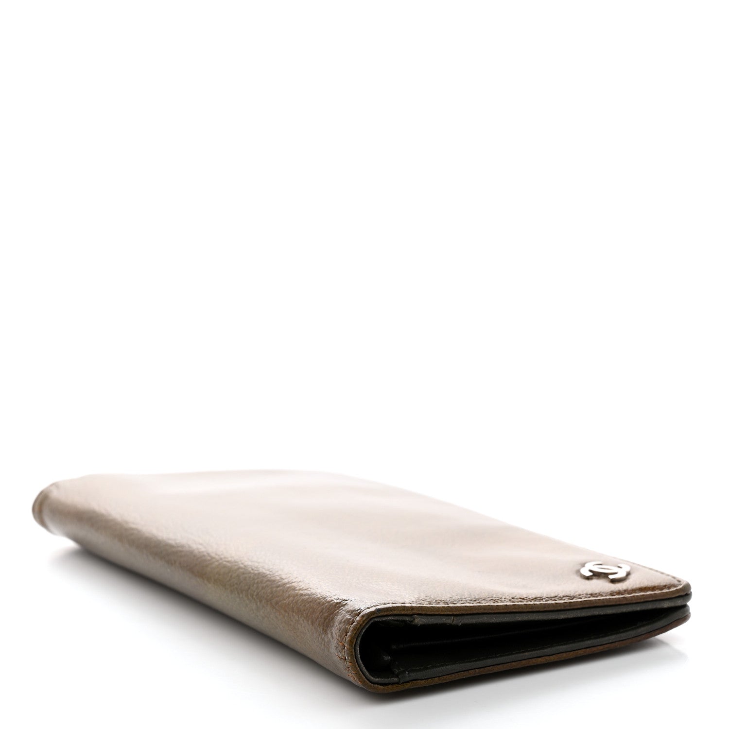 Chanel Grained Patent CC Yen Wallet Brown 4 of 8