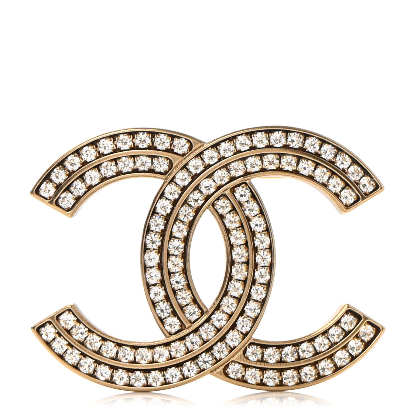 Chanel Crystal CC Brooch Gold 1 of 5
