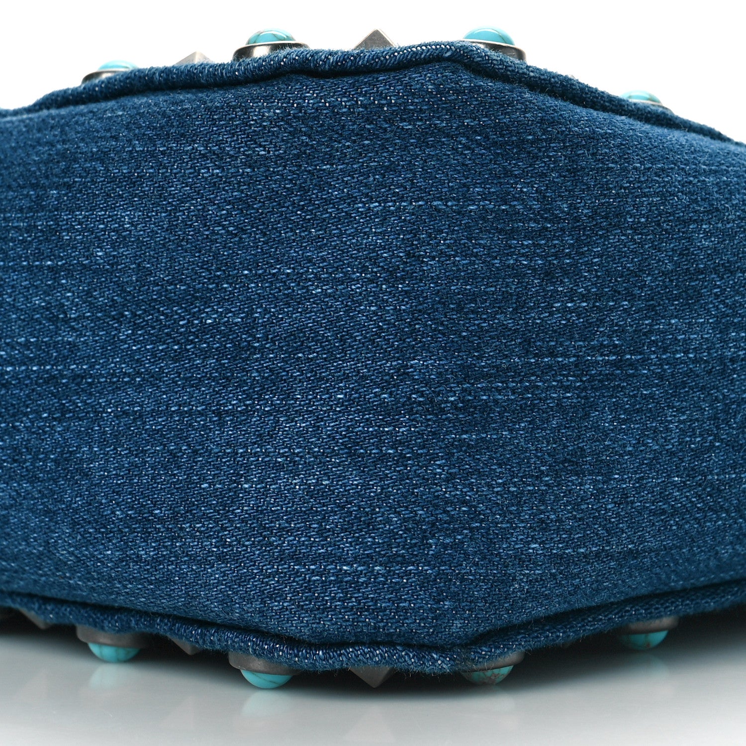 Valentino Garavani Denim Small Guitar Strap Rockstud Rolling Flip-Lock Messenger Bag Blue 8 of 9
